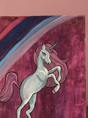 Unicorn children's painting on canvas handmade, new