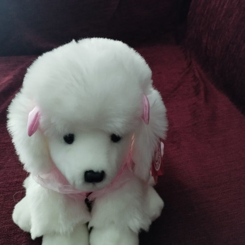 Anee Park Poodle Plush Dog White with Pink Dress like new