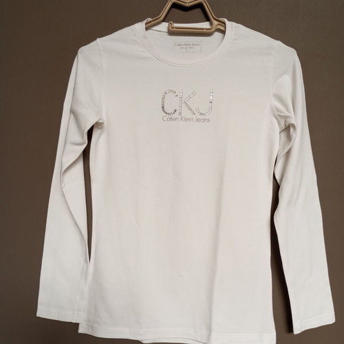 Unisex white long-sleeve shirt like new, round neck