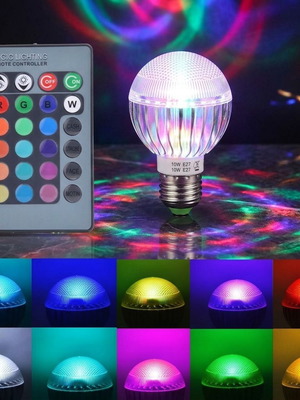 LED RGB E27 λάμπα 10W πολύχρωμη με ασύρματο τηλεχειριστήριο