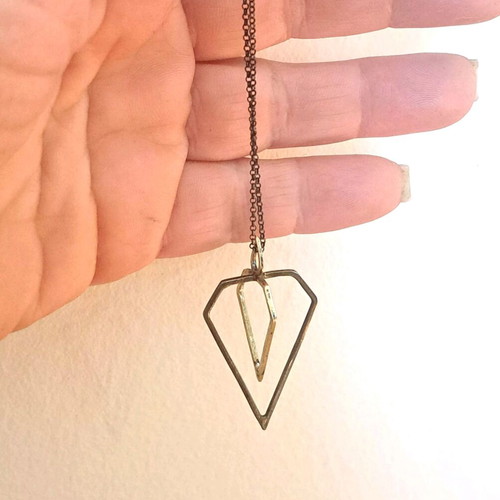 Geometric Silver Necklace 925 with Oxidized Chain like new