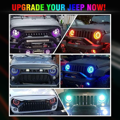 7-inch RGB LED headlights for Jeep Wrangler JK LJ Lada Niva Golf 2 Cherokee, used, 3 pcs with defects