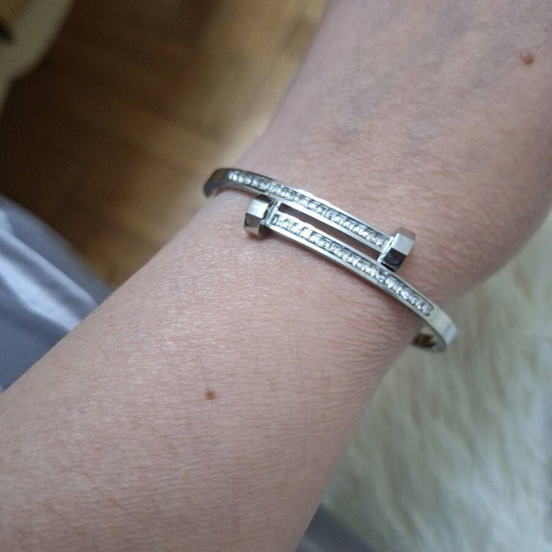 Steel bracelet like new with stones silver