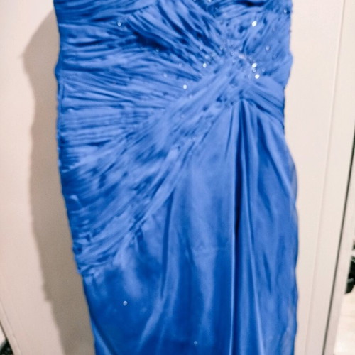 Long dress used, blue, size 46 with slit and scarf