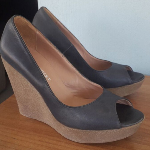 Platform shoes new blue leather Wall Street size 38