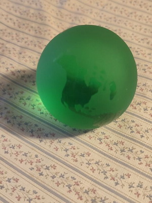 Vintage green glass globe paperweight new