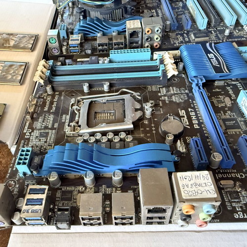 Asus P8H67 motherboards with Intel i5-2500 processors and 16GB DDR3 HyperX RAM used