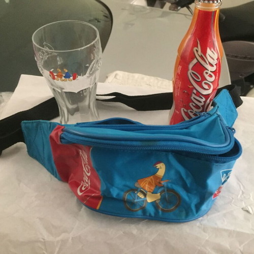 Athens 2004 memorabilia used, waist bag, bottle and glass