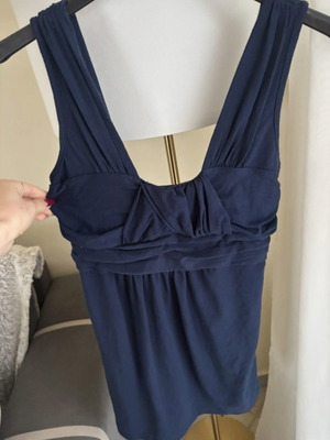 Navy elegant top like new, asymmetrical, size M, blue