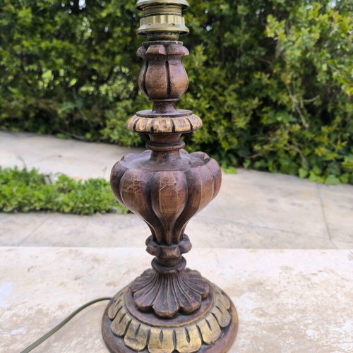 Wooden antique bed table lamp used, Italian wood