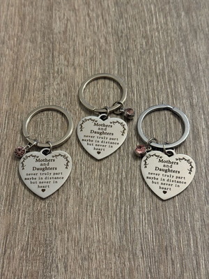 Steel keychains "daughter & mom" new, set of 3, silver