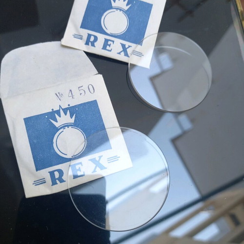 Rex 450 watch glass set of 2 vintage new