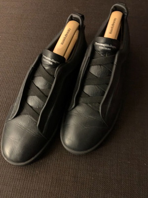 Zegna Triple Stitch Leather Sneakers Men’s very good, black, size 43