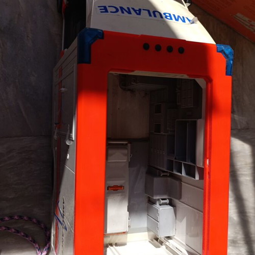 Ambulance Bruder toy used, missing one door with detached rear doors