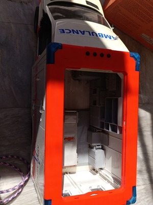 Ambulance Bruder toy used, missing one door with detached rear doors