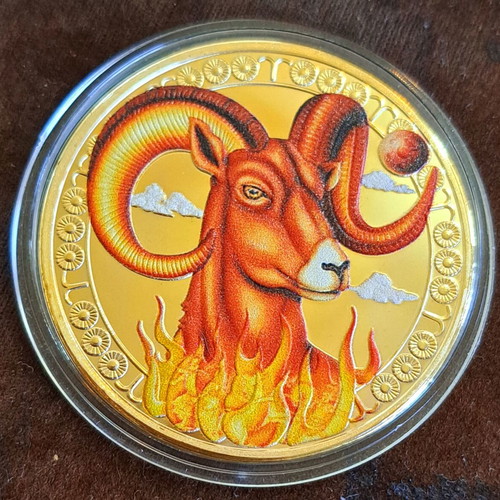 Gold-Plated Aries Commemorative Medal 40mm 30gr New