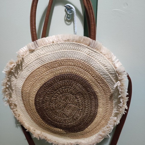Achilleas Accessories straw shoulder and handbag, beige and brown