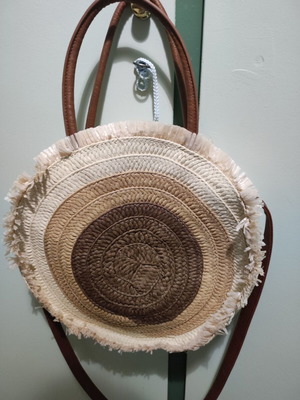 Achilleas Accessories straw shoulder and handbag, beige and brown