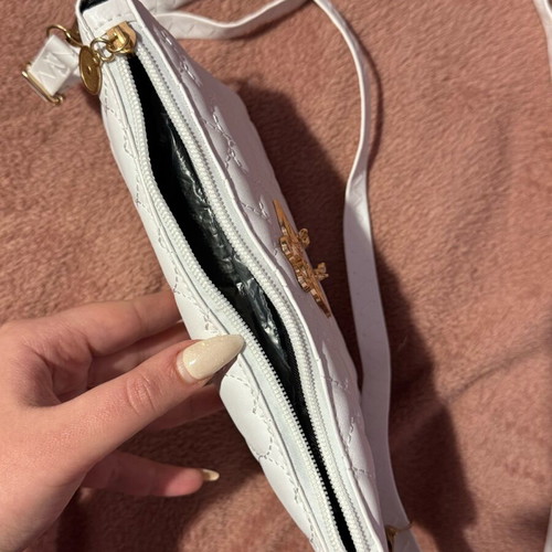 Women's small shoulder bag new, white with gold details