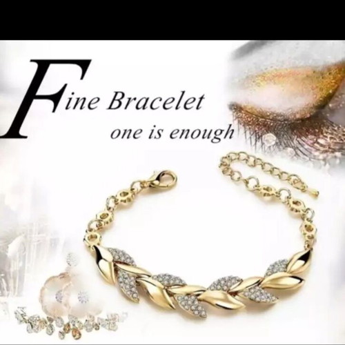 Wheat Class Bracelet new, luxury gold plated with Austrian crystals