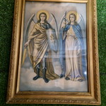 Αγιογραφία Αρχάγγελοι Μιχαήλ και Γαβριήλ μεταχειρισμένη, περίπου 1950