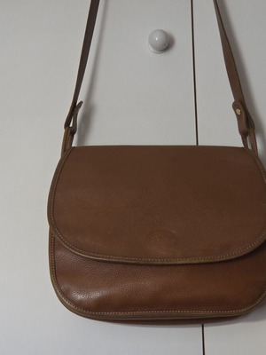 Longchamp vintage crossbody bag, tan grain leather
