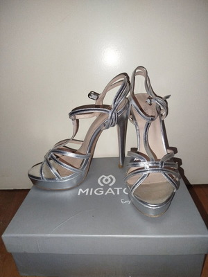 Migato silver high heels like new, size 37