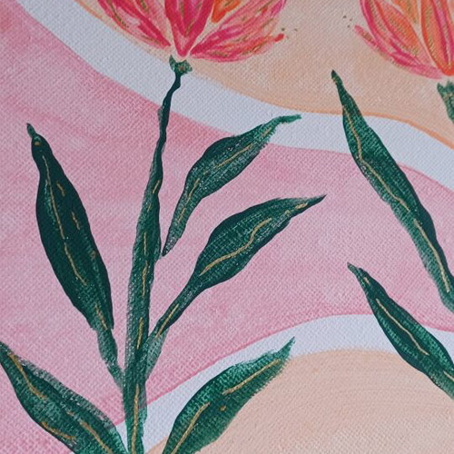 Painting new, original handmade artwork with acrylics