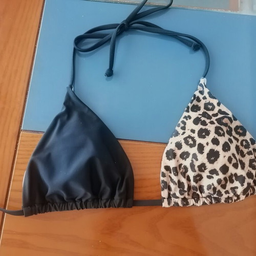 Abysse leopard print bikini top with removable cups like new