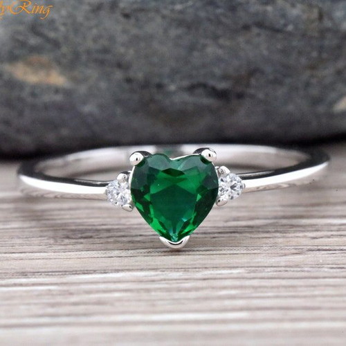 Solitaire Ring with Zircon in Plated Silver 925
