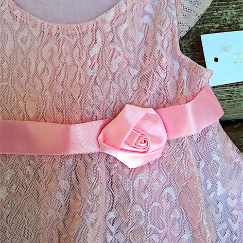 Moda Italy Pink Dress with Lace and Belt No 1 for 1-Year-Old Girl New