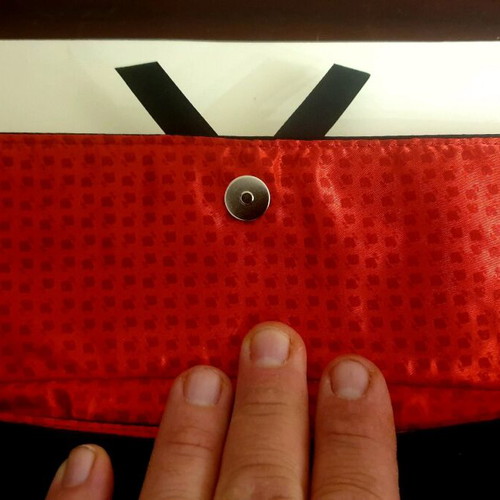 Lancome Paris toiletry bag new, black and red fabric with rose