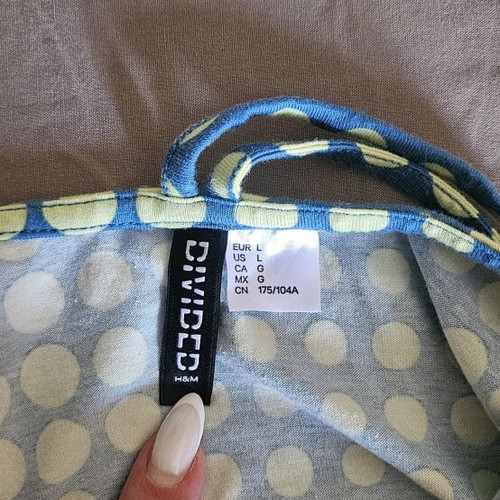 Mini backless cotton dress like new, blue and yellow polka dots, size L
