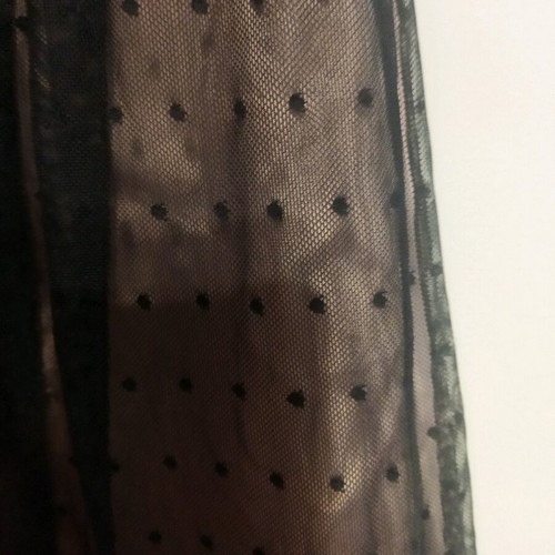 Skirt used with tulle on satin salmon base and black polka dots