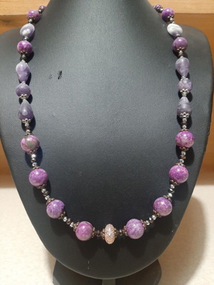 Necklace with purple jasper and matte amethysts new