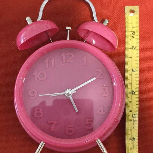 Hot Pink Analog Alarm Clock used, fuchsia color