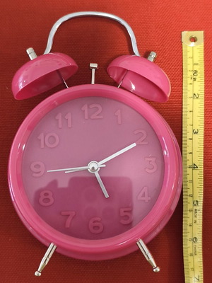Hot Pink Analog Alarm Clock used, fuchsia color