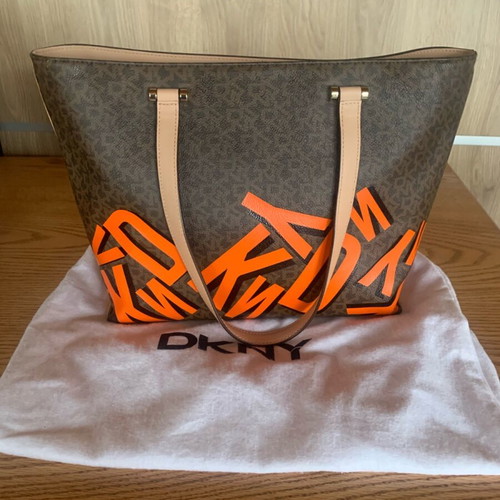 DKNY shoulder bag new, brown with logo