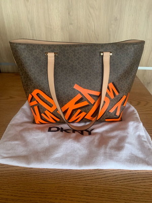 DKNY shoulder bag new, brown with logo