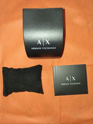 Armani Exchange watch box used with pillow and manual