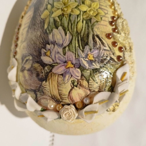 Porcelain Easter decorative egg handmade, 20 cm