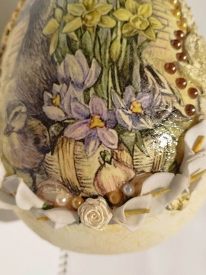 Porcelain Easter decorative egg handmade, 20 cm