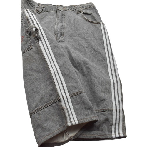 Vintage Y2K Baggy Denim Long Shorts Grey Hip Hop Skate Style used, size L