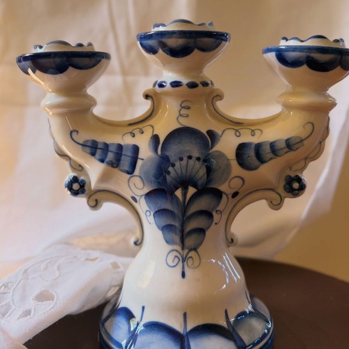 Vintage Gzhel porcelain candelabra like new