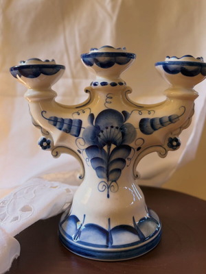 Vintage Gzhel porcelain candelabra like new