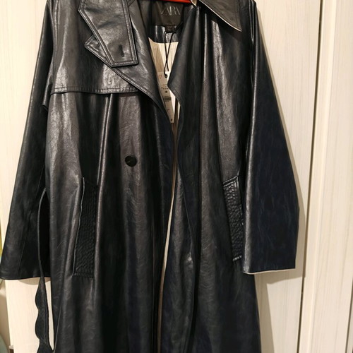 Zara leather trench coat new, blue, size M