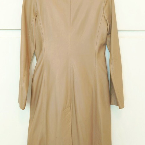 Oasis leather coat beige small like new