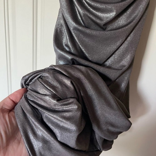 Mini gray elastic dress GRAMA like new, size S, silver details