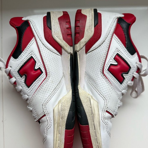 New Balance 550 sneakers used, white with red details, size 39