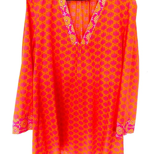 Zara caftan like new, orange and pink, 100% cotton, size L